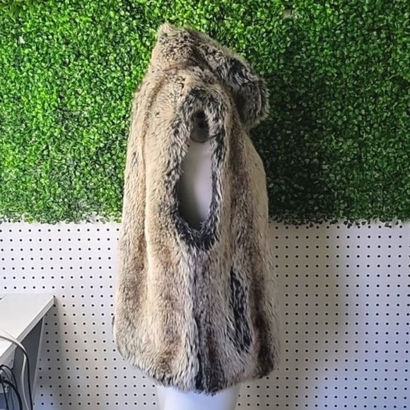 Blassport Reversible Womens Faux Fur Vest Zip Closure Tan Black Brown Size Small - Picture 7 of 10